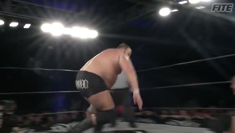 ROH #383 - A cannon ball from Beer City Bruiser sends Silas Young through a table ROH #383 - A cannon ball from Beer City Bruiser sends Silas Young through a table