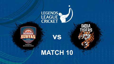 Legends League Cricket 2026, Match 10: Konark Suryas Odisha vs India Tigers