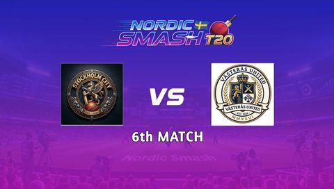 Nordic Smash T20 Cup 2026, Match 6: Stockholm City vs Vasteras United