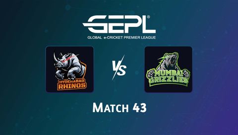 Global e-Cricket Premier League 2026, Match 43: Hyderabad Rhinos vs Mumbai Grizzlies