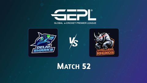 Global e-Cricket Premier League 2026, Match 52: Delhi Sharks vs Hyderabad Rhinos