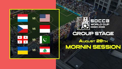 SOCCA World Cup Essen 2026 Group Stage: August 28th - Morning Session