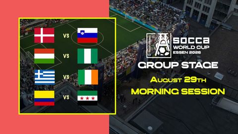 SOCCA World Cup Essen 2026 Group Stage: August 29th - Morning Session