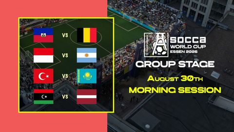 SOCCA World Cup Essen 2026 Group Stage: August 30th - Morning Session