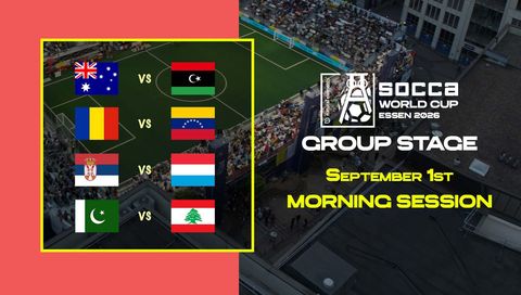 SOCCA World Cup Essen 2026 Group Stage: September 1st - Morning Session