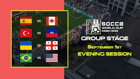 SOCCA World Cup Essen 2026 Group Stage: September 1st - Evening Session
