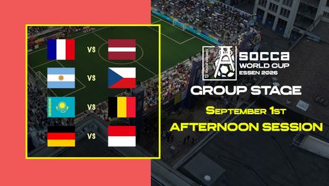 SOCCA World Cup Essen 2026 Group Stage: September 1st - Afternoon Session