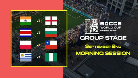 SOCCA World Cup Essen 2026 Group Stage: September 2nd - Morning Session