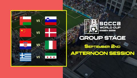 SOCCA World Cup Essen 2026 Group Stage: September 2nd - Afternoon Session
