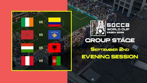 SOCCA World Cup Essen 2026 Group Stage: September 2nd - Evening Session