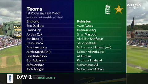 Pakistan tour of England 2026, 1st Test, Day 1 - Highlights