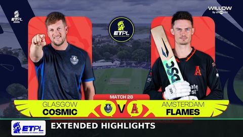 European T20 Premier League 2026, Match 28: Glasgow Cosmics vs Amsterdam Flames - Extended Highlights