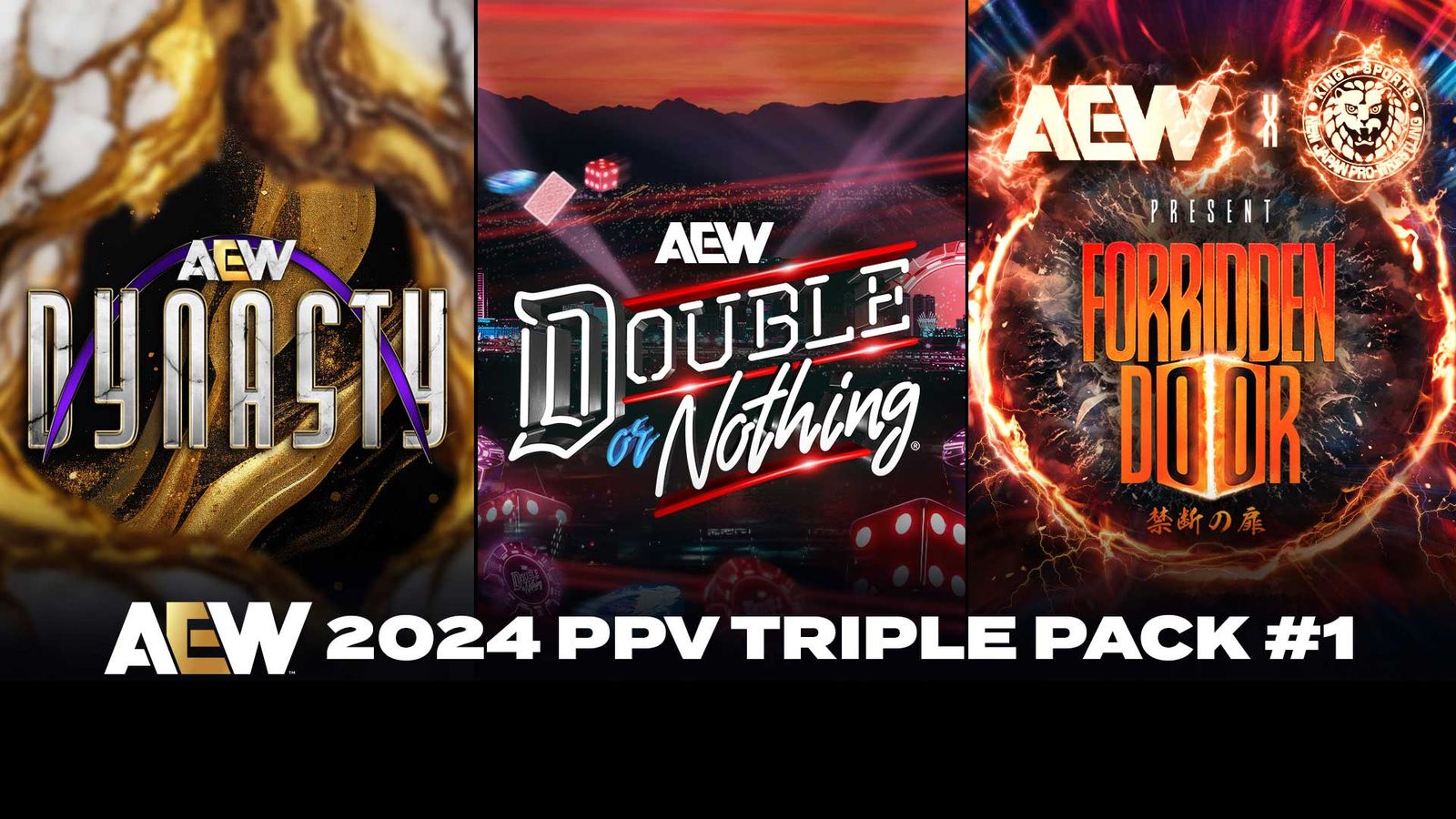 AEW 2024 PPV Triple Pack 1 Dynasty Double or Nothing Forbidden Door Official PPV Replay TrillerTV