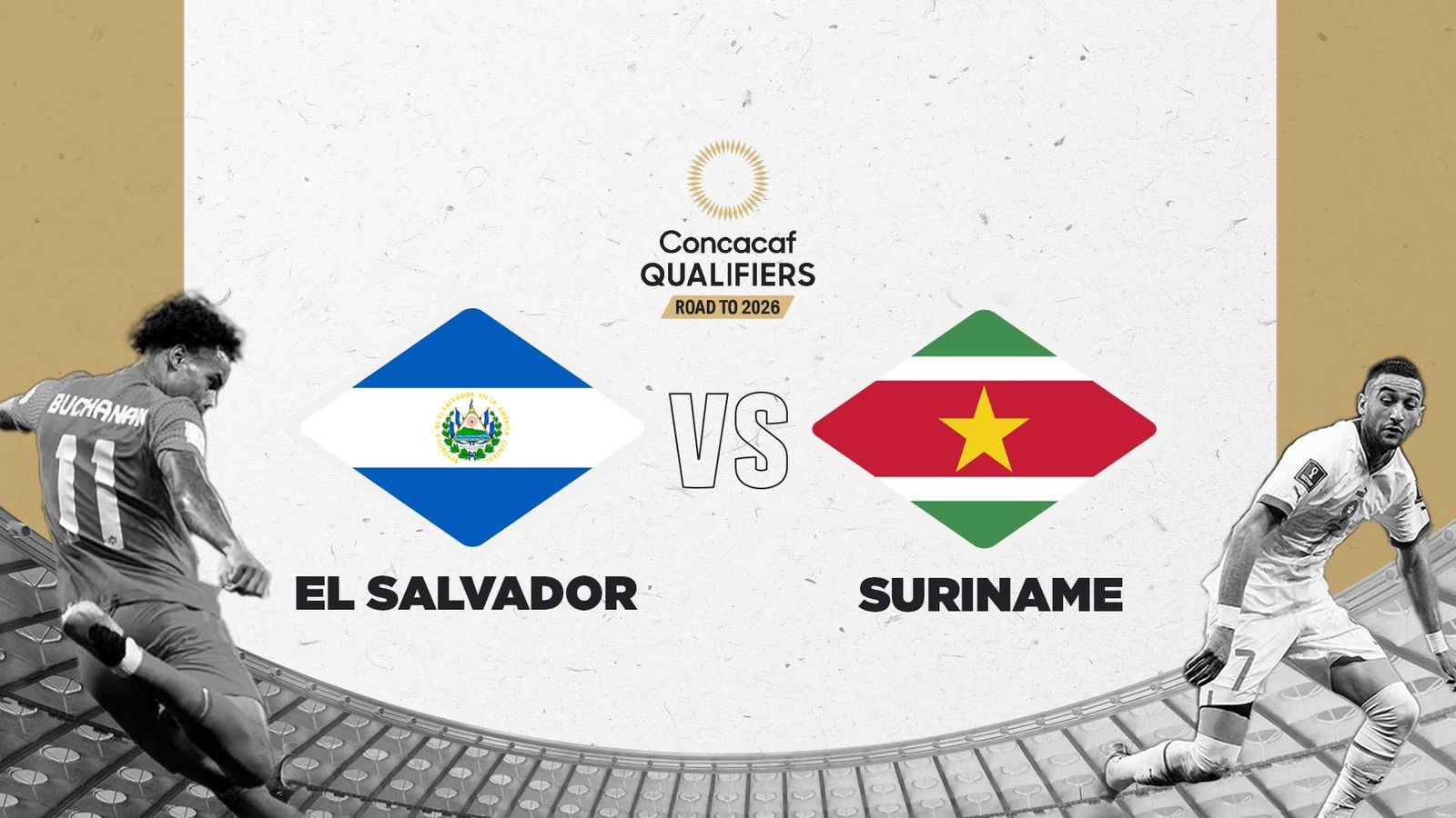 El Salvador vs Suriname Concacaf Qualifiers match promotional banner