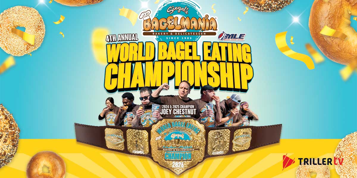 Joey Chestnut in the World Bagel Eating Championship 2026 – Watch Free on TrillerTV